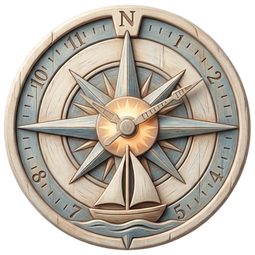 Plan Harbor wooden compass emblem